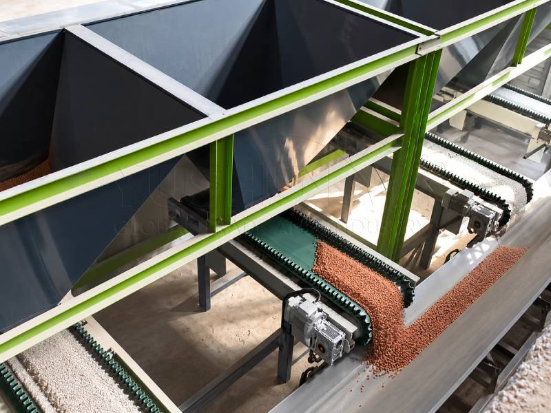 Raw material storage bins for continuous 50 TPH BB fertilizer production